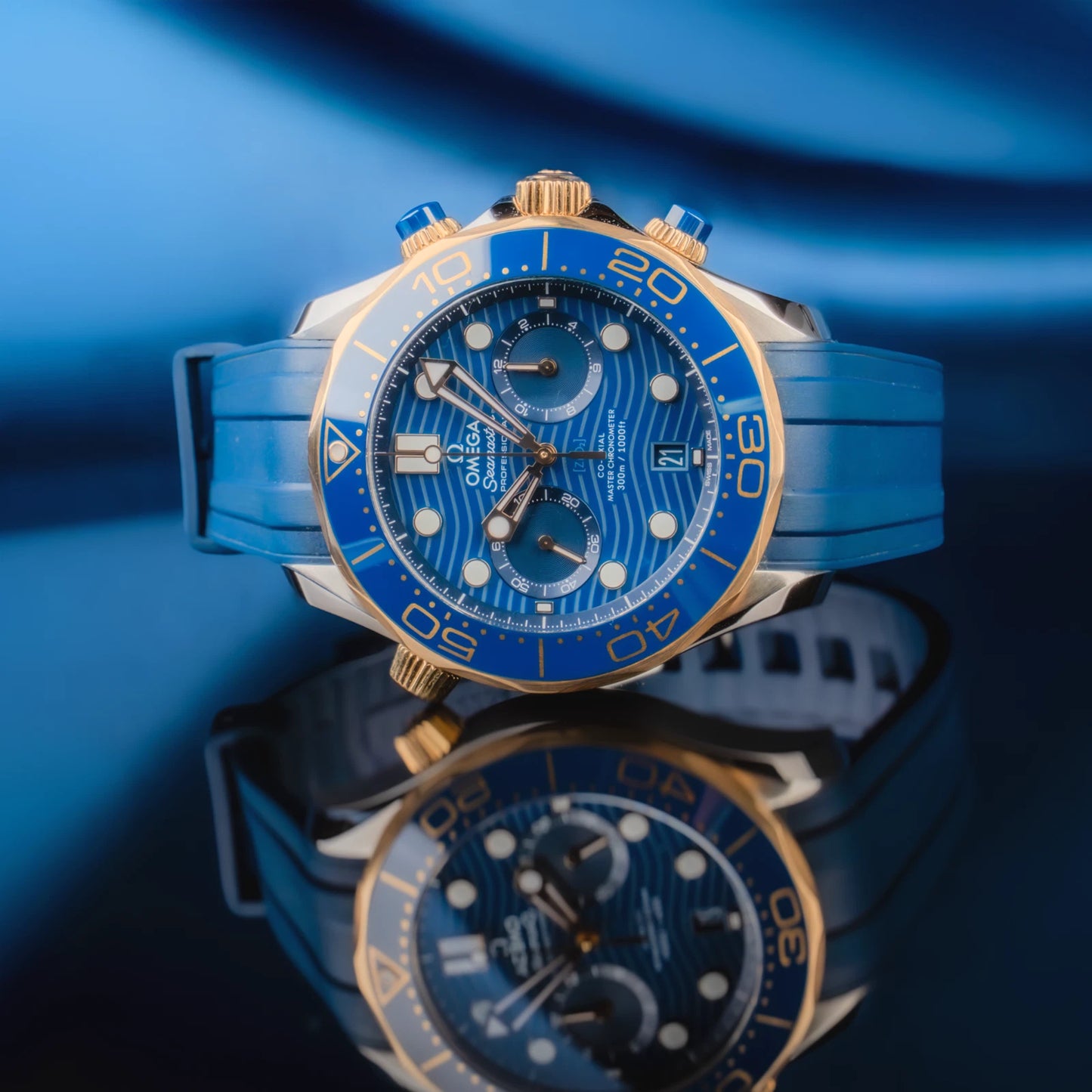 OMEGA Seamaster Diver 300M 44mm Two-Tone Blue Dial Automatic Chronograph Watch