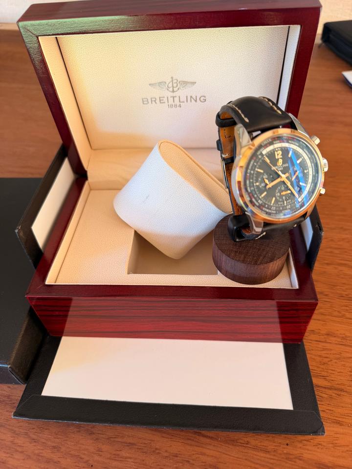 Breitling Transocean Chronograph Unitime UB0510 44mm Black Dial Automatic Watch
