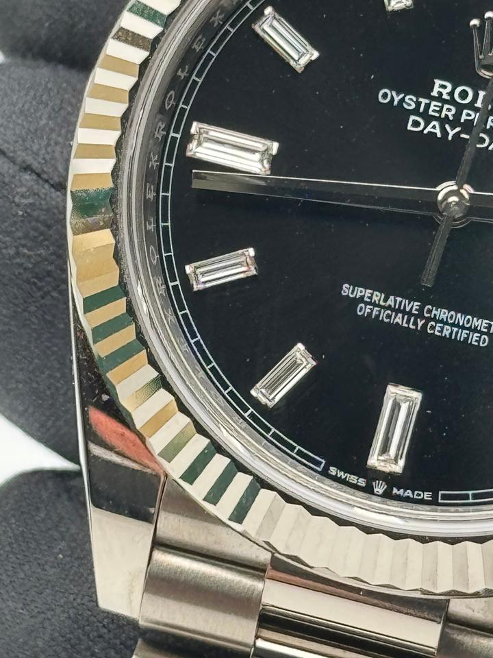 Rolex Day-Date 40 228239 40mm White Gold Black Diamond-Set Dial President Bracelet