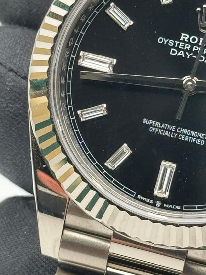 Rolex Day-Date 40 228239 40mm White Gold Black Diamond-Set Dial President Bracelet
