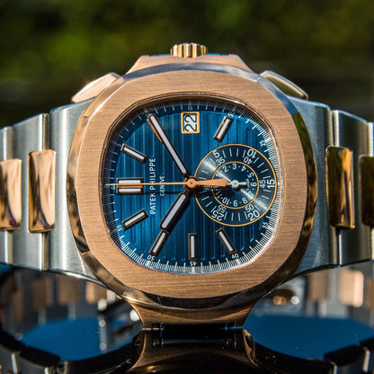 Patek Philippe Nautilus 5980/1AR-001 40.5mm Two-Tone Blue Dial Automatic Chronograph Watch