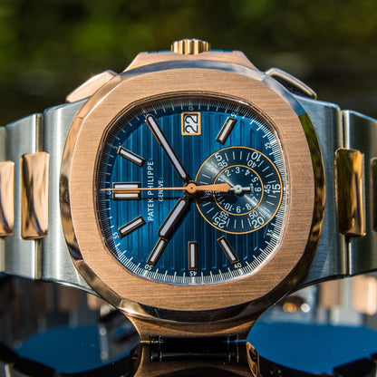 Patek Philippe Nautilus 5980/1AR-001 40.5mm Two-Tone Blue Dial Automatic Chronograph Watch