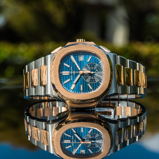 Patek Philippe Nautilus 5980/1AR-001 40.5mm Two-Tone Blue Dial Automatic Chronograph Watch