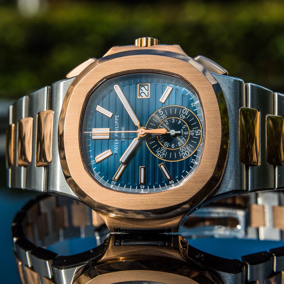 Patek Philippe Nautilus 5980/1AR-001 40.5mm Two-Tone Blue Dial Automatic Chronograph Watch