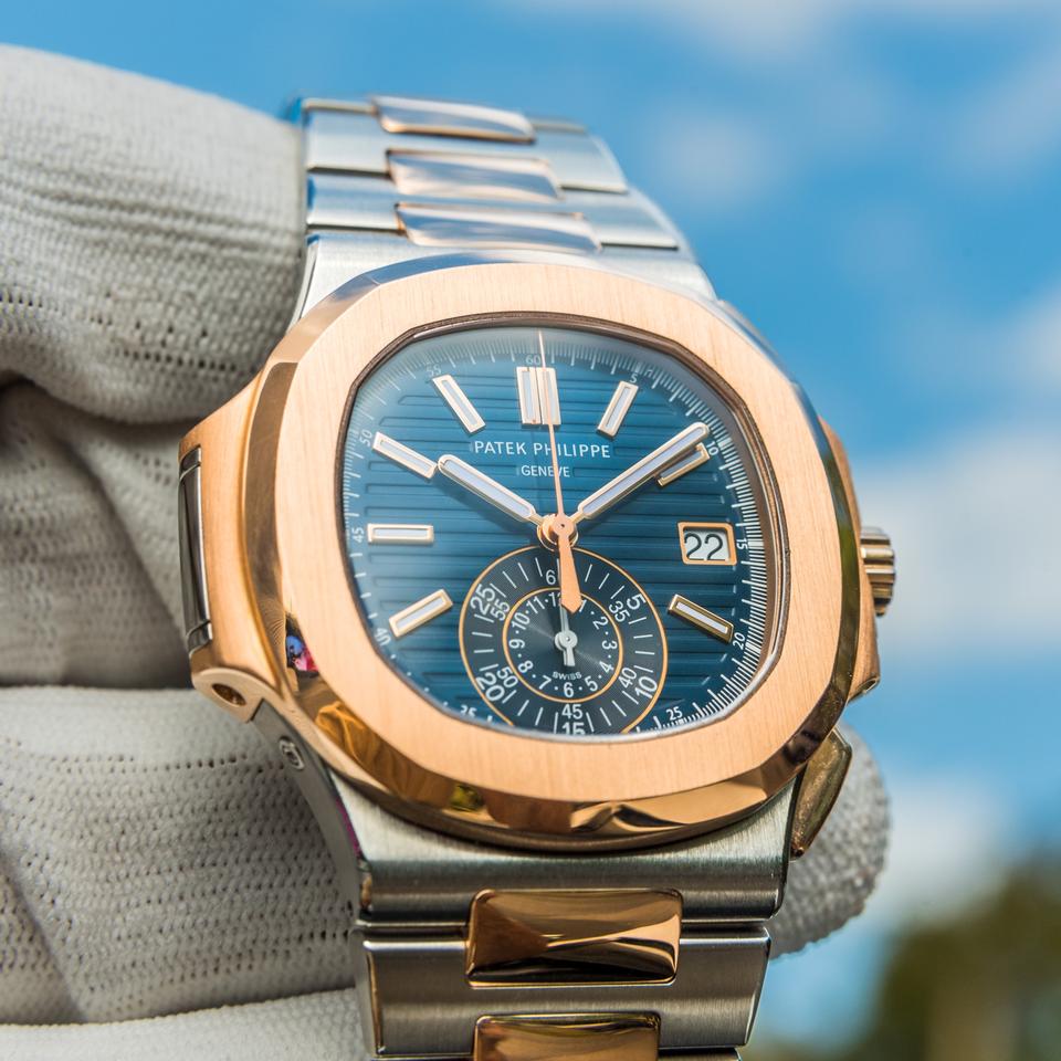 Patek Philippe Nautilus 5980/1AR-001 40.5mm Two-Tone Blue Dial Automatic Chronograph Watch