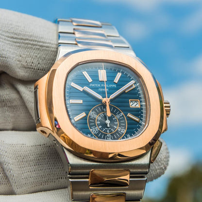 Patek Philippe Nautilus 5980/1AR-001 40.5mm Two-Tone Blue Dial Automatic Chronograph Watch