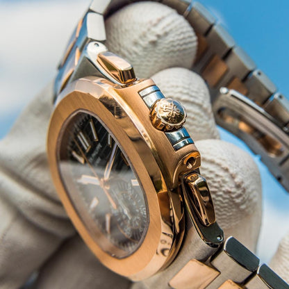 Patek Philippe Nautilus 5980/1AR-001 40.5mm Two-Tone Blue Dial Automatic Chronograph Watch