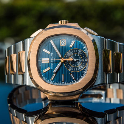 Patek Philippe Nautilus 5980/1AR-001 40.5mm Two-Tone Blue Dial Automatic Chronograph Watch