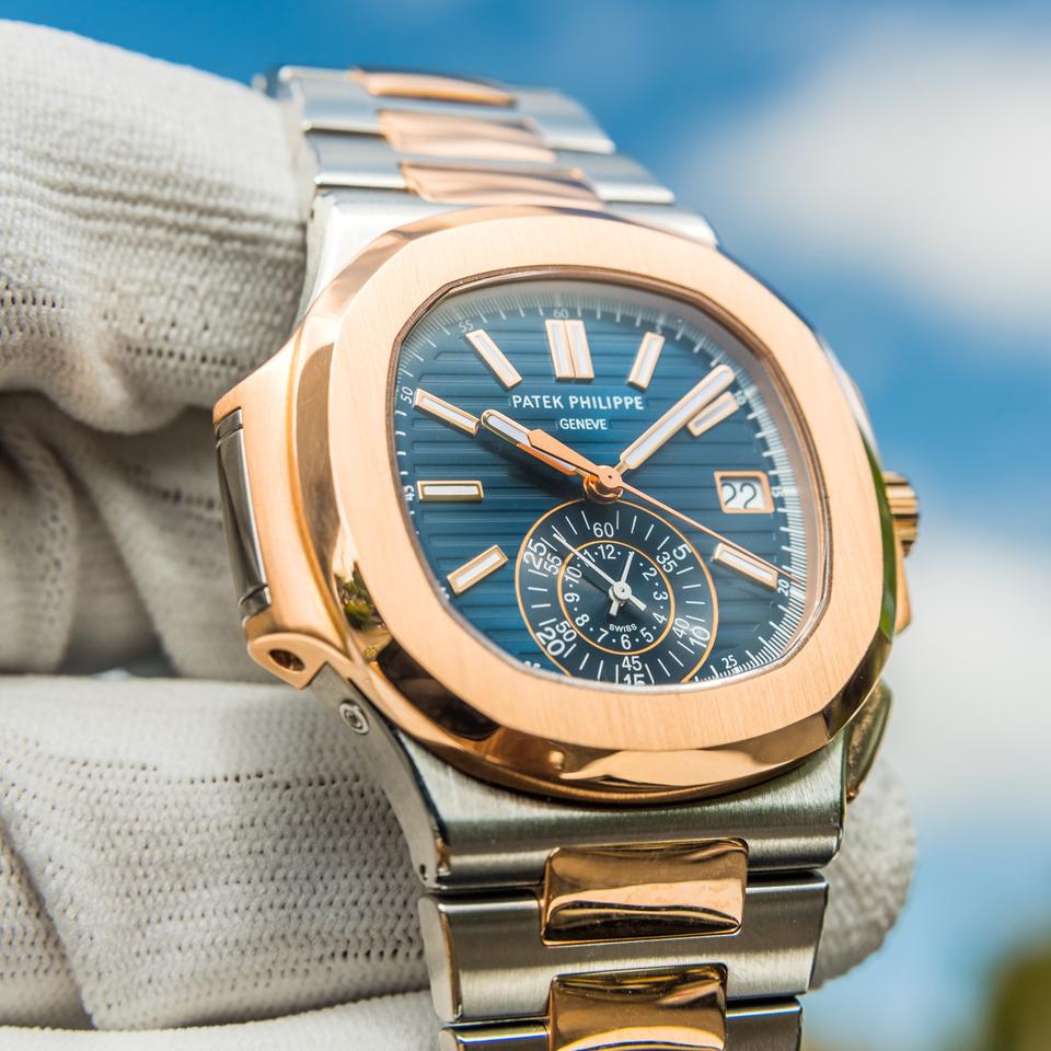 Patek Philippe Nautilus 5980/1AR-001 40.5mm Two-Tone Blue Dial Automatic Chronograph Watch