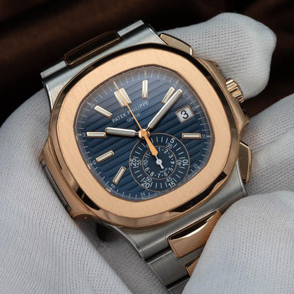 Patek Philippe Nautilus 5980/1AR-001 40.5mm Two-Tone Blue Dial Automatic Chronograph Watch