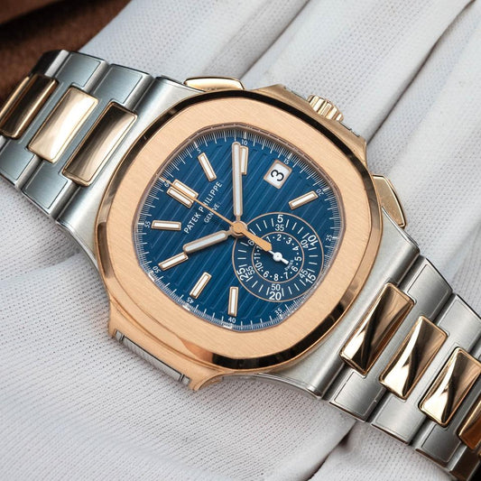 Patek Philippe Nautilus 5980/1AR-001 40.5mm Two-Tone Blue Dial Automatic Chronograph Watch