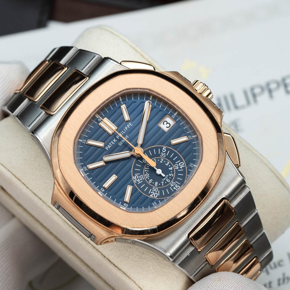 Patek Philippe Nautilus 5980/1AR-001 40.5mm Two-Tone Blue Dial Automatic Chronograph Watch