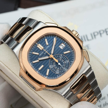 Patek Philippe Nautilus 5980/1AR-001 40.5mm Two-Tone Blue Dial Automatic Chronograph Watch