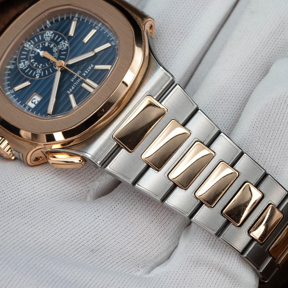 Patek Philippe Nautilus 5980/1AR-001 40.5mm Two-Tone Blue Dial Automatic Chronograph Watch