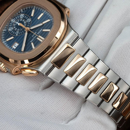 Patek Philippe Nautilus 5980/1AR-001 40.5mm Two-Tone Blue Dial Automatic Chronograph Watch