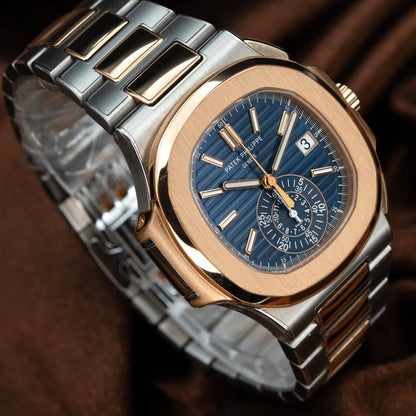 Patek Philippe Nautilus 5980/1AR-001 40.5mm Two-Tone Blue Dial Automatic Chronograph Watch
