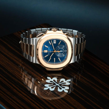 Patek Philippe Nautilus 5980/1AR-001 40.5mm Two-Tone Blue Dial Automatic Chronograph Watch