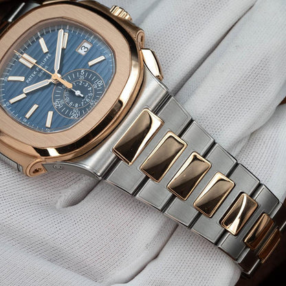 Patek Philippe Nautilus 5980/1AR-001 40.5mm Two-Tone Blue Dial Automatic Chronograph Watch