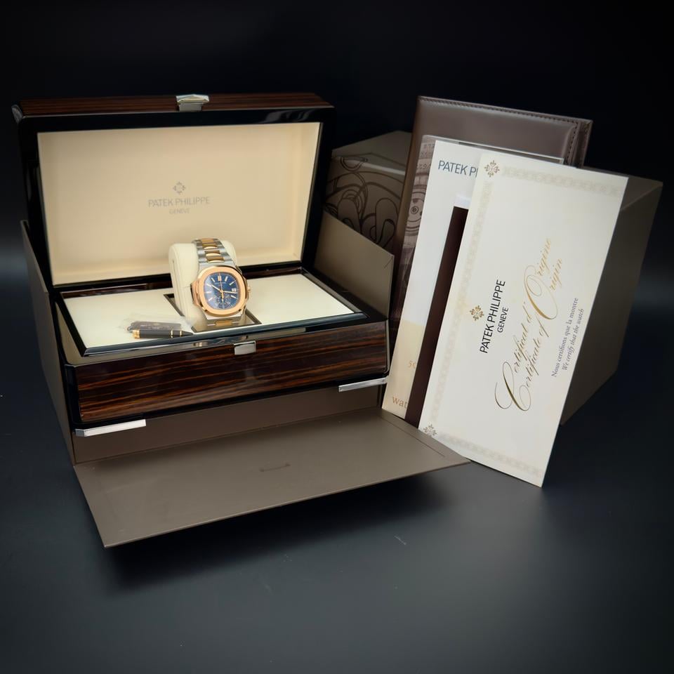 Patek Philippe Nautilus 5980/1AR-001 40.5mm Two-Tone Blue Dial Automatic Chronograph Watch