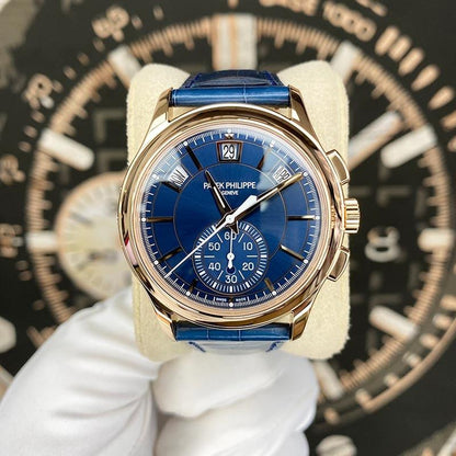 Patek Philippe Annual Calendar Chronograph 5905R-010 42mm Rose Gold Blue Dial Automatic Watch