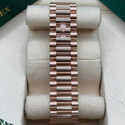 Rolex Day-Date 40 228345RBR 40mm Everose Gold Chocolate Baguette Diamond Dial President Bracelet