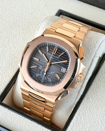Patek Philippe Nautilus 5980/1R-001 40.5mm Rose Gold Brown Dial Automatic Chronograph Watch