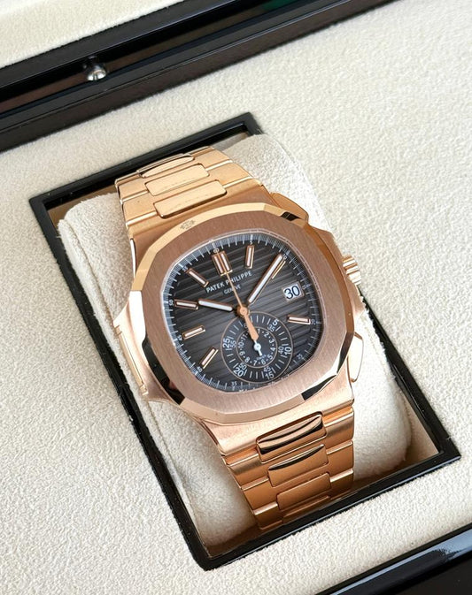 Patek Philippe Nautilus 5980/1R-001 40.5mm Rose Gold Brown Dial Automatic Chronograph Watch