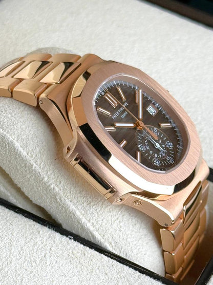 Patek Philippe Nautilus 5980/1R-001 40.5mm Rose Gold Brown Dial Automatic Chronograph Watch