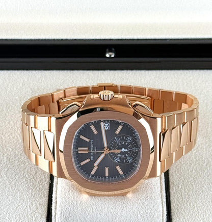 Patek Philippe Nautilus 5980/1R-001 40.5mm Rose Gold Brown Dial Automatic Chronograph Watch