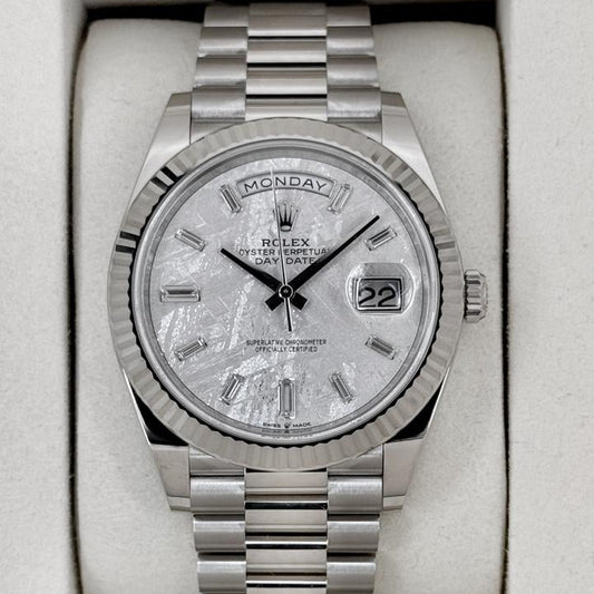 Rolex Day-Date 40 228239 40mm White Gold Meteorite Diamond Dial President Bracelet