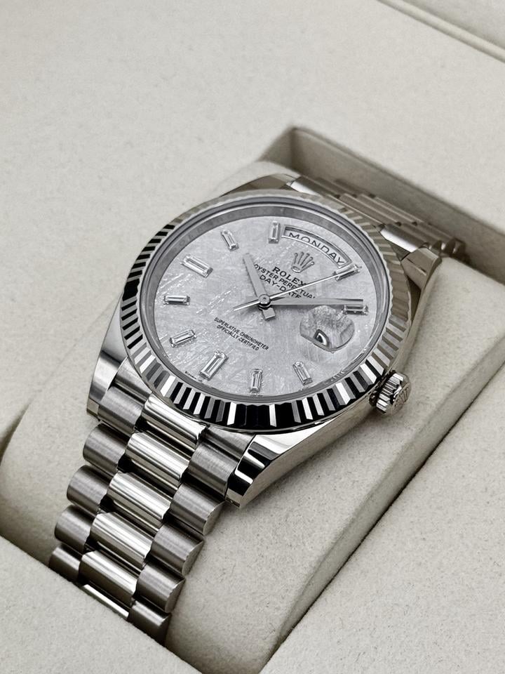 Rolex Day-Date 40 228239 40mm White Gold Meteorite Diamond Dial President Bracelet