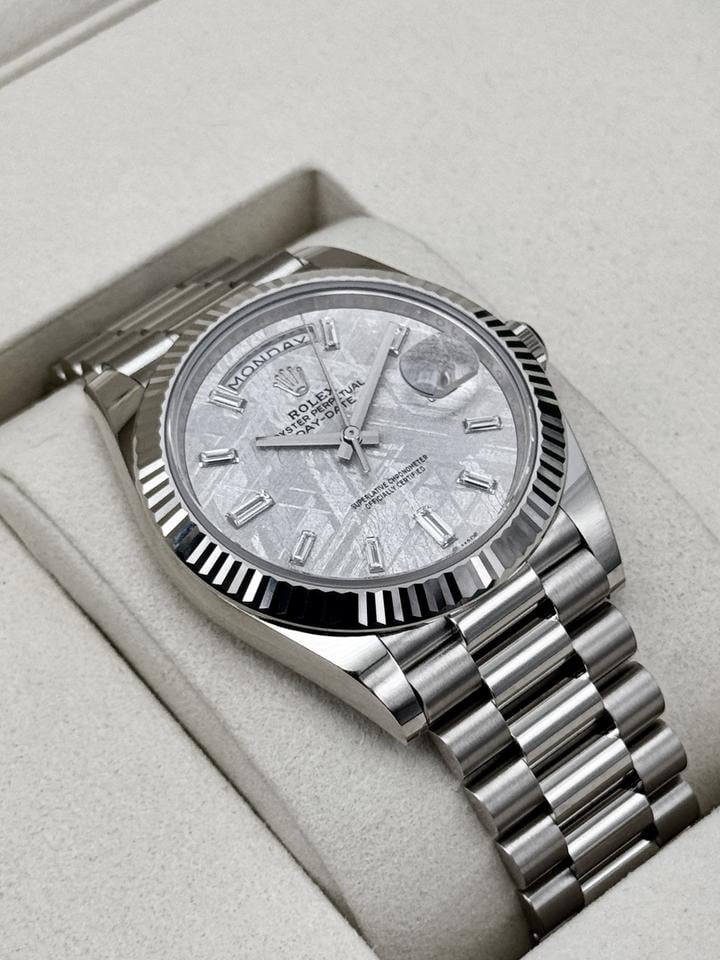 Rolex Day-Date 40 228239 40mm White Gold Meteorite Diamond Dial President Bracelet