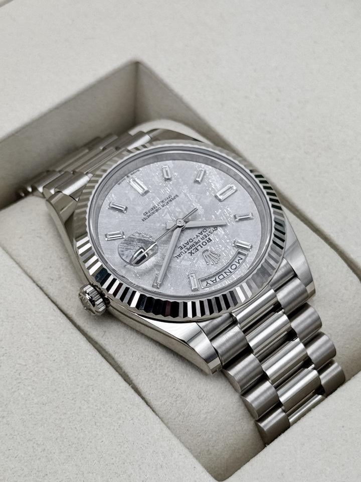 Rolex Day-Date 40 228239 40mm White Gold Meteorite Diamond Dial President Bracelet