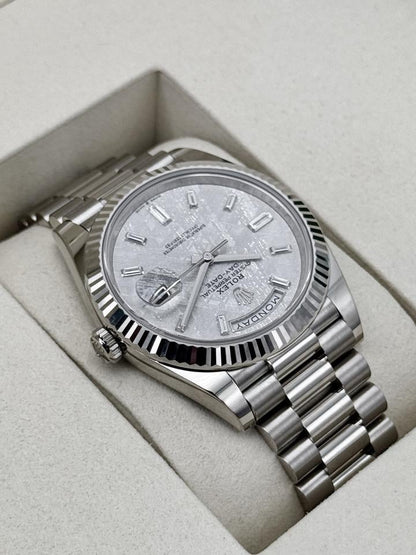 Rolex Day-Date 40 228239 40mm White Gold Meteorite Diamond Dial President Bracelet