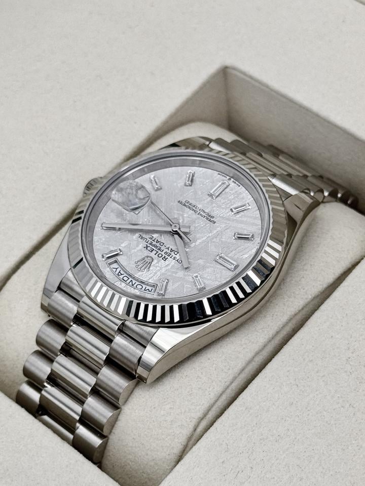 Rolex Day-Date 40 228239 40mm White Gold Meteorite Diamond Dial President Bracelet