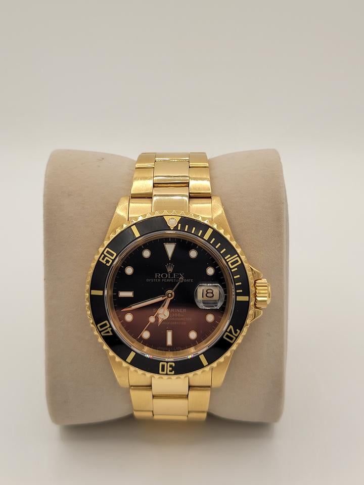 Rolex Submariner Date 16618 40mm Black Dial 18K Yellow Gold Automatic Watch