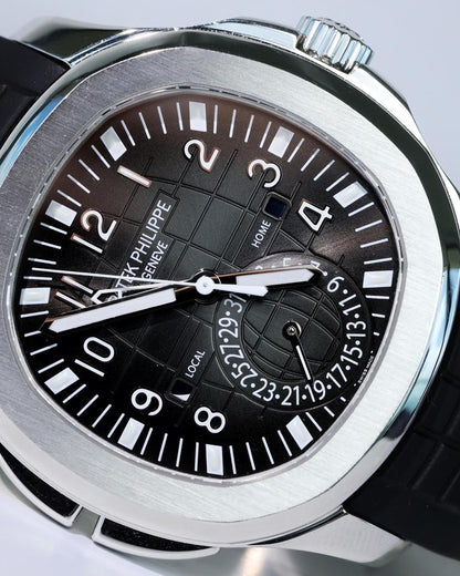 Patek Philippe Aquanaut Travel Time 5164A-001 40.8mm Stainless Steel Black Dial Automatic Watch