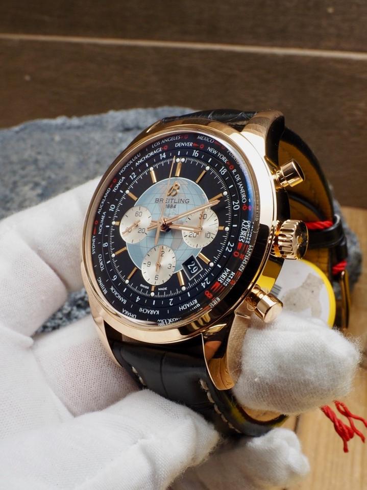 Breitling Transocean Chronograph Unitime RB0510 46mm Rose Gold Black Dial Automatic Watch