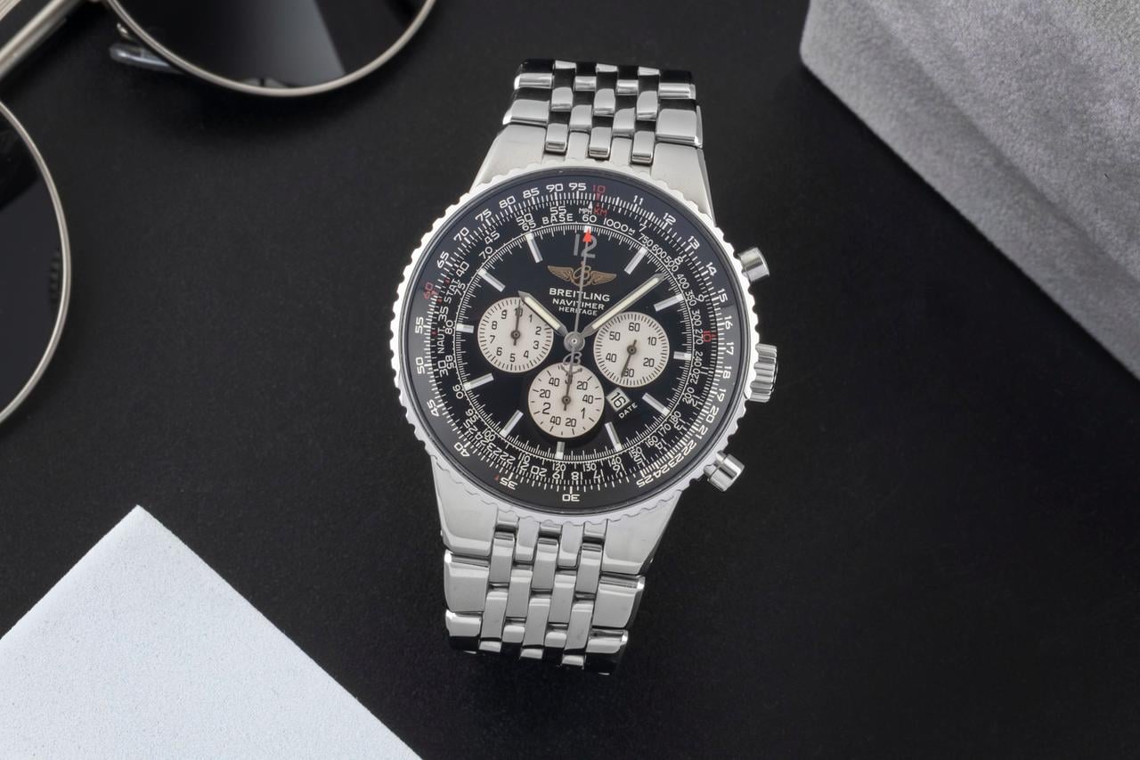 Breitling Navitimer Heritage A35350 42mm Black Dial Stainless Steel Automatic Chronograph Watch