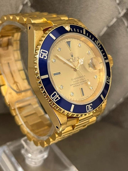 Rolex Submariner Date 16618 40mm Blue Dial 18K Yellow Gold Automatic Watch
