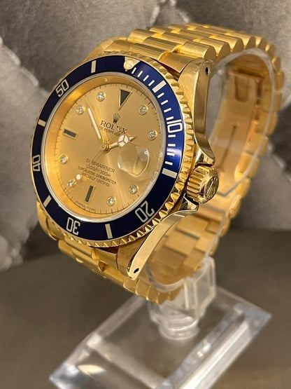 Rolex Submariner Date 16618 40mm Blue Dial 18K Yellow Gold Automatic Watch