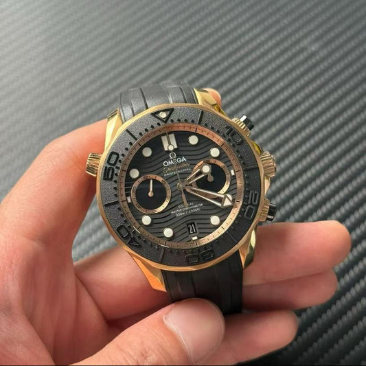 OMEGA Seamaster Diver 300M 210.62.44.51.01.001 44mm Sedna Gold Black Dial Chronograph