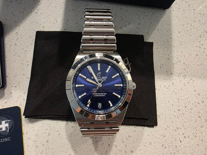 Breitling Chronomat Automatic 36 A10380 36mm Blue Dial Stainless Steel Watch