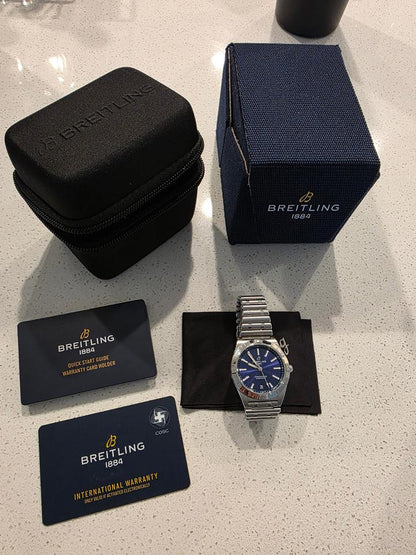 Breitling Chronomat Automatic 36 A10380 36mm Blue Dial Stainless Steel Watch