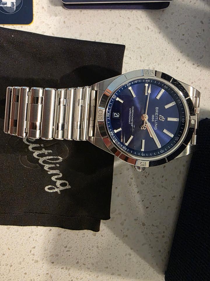 Breitling Chronomat Automatic 36 A10380 36mm Blue Dial Stainless Steel Watch