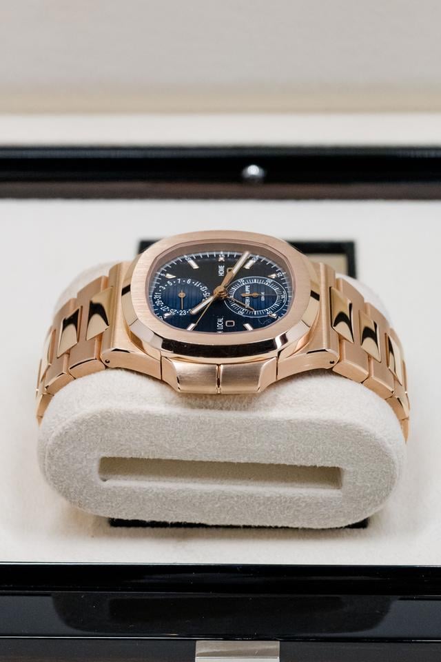 Patek Philippe Nautilus Travel Time 5990/1R-001 40.5mm Rose Gold Blue Dial Automatic Watch
