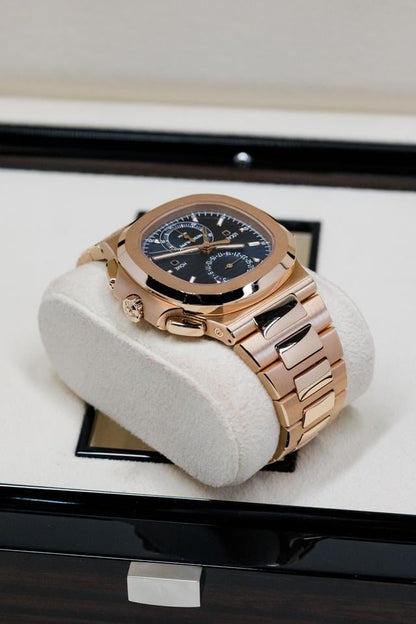 Patek Philippe Nautilus Travel Time 5990/1R-001 40.5mm Rose Gold Blue Dial Automatic Watch