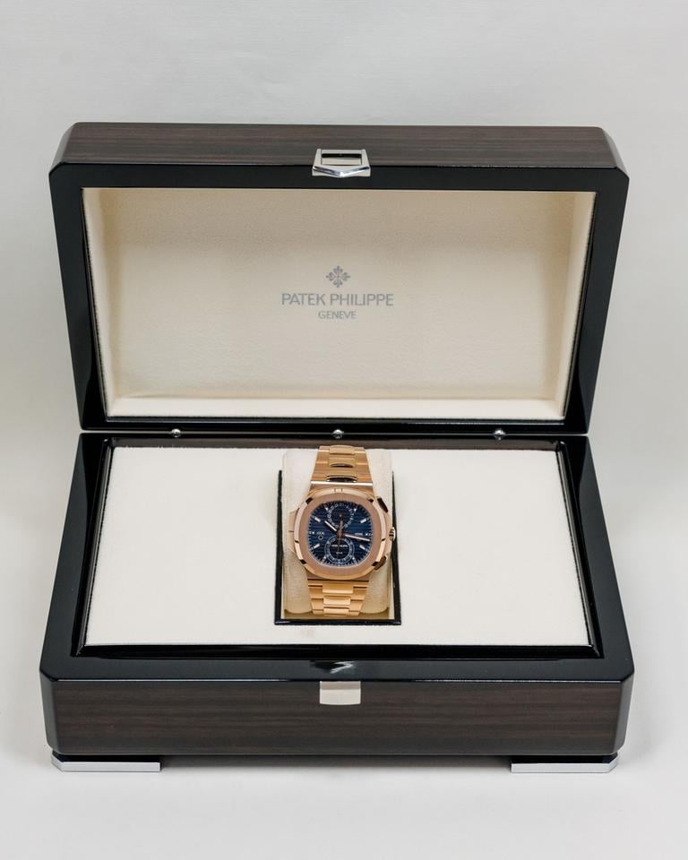 Patek Philippe Nautilus Travel Time 5990/1R-001 40.5mm Rose Gold Blue Dial Automatic Watch