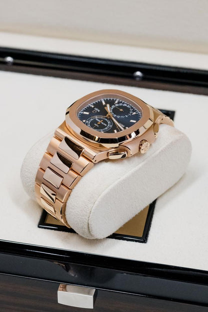Patek Philippe Nautilus Travel Time 5990/1R-001 40.5mm Rose Gold Blue Dial Automatic Watch