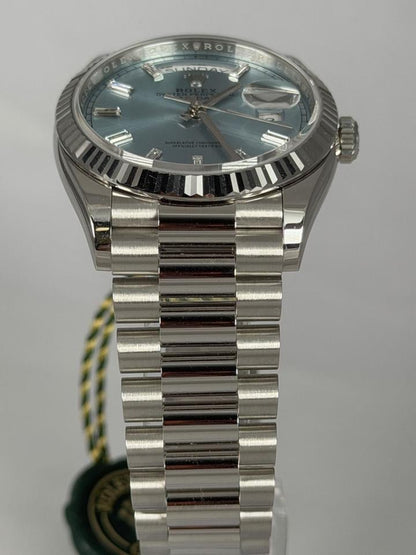 Rolex Day-Date 128236 36mm Platinum Blue Dial President Bracelet Automatic Watch